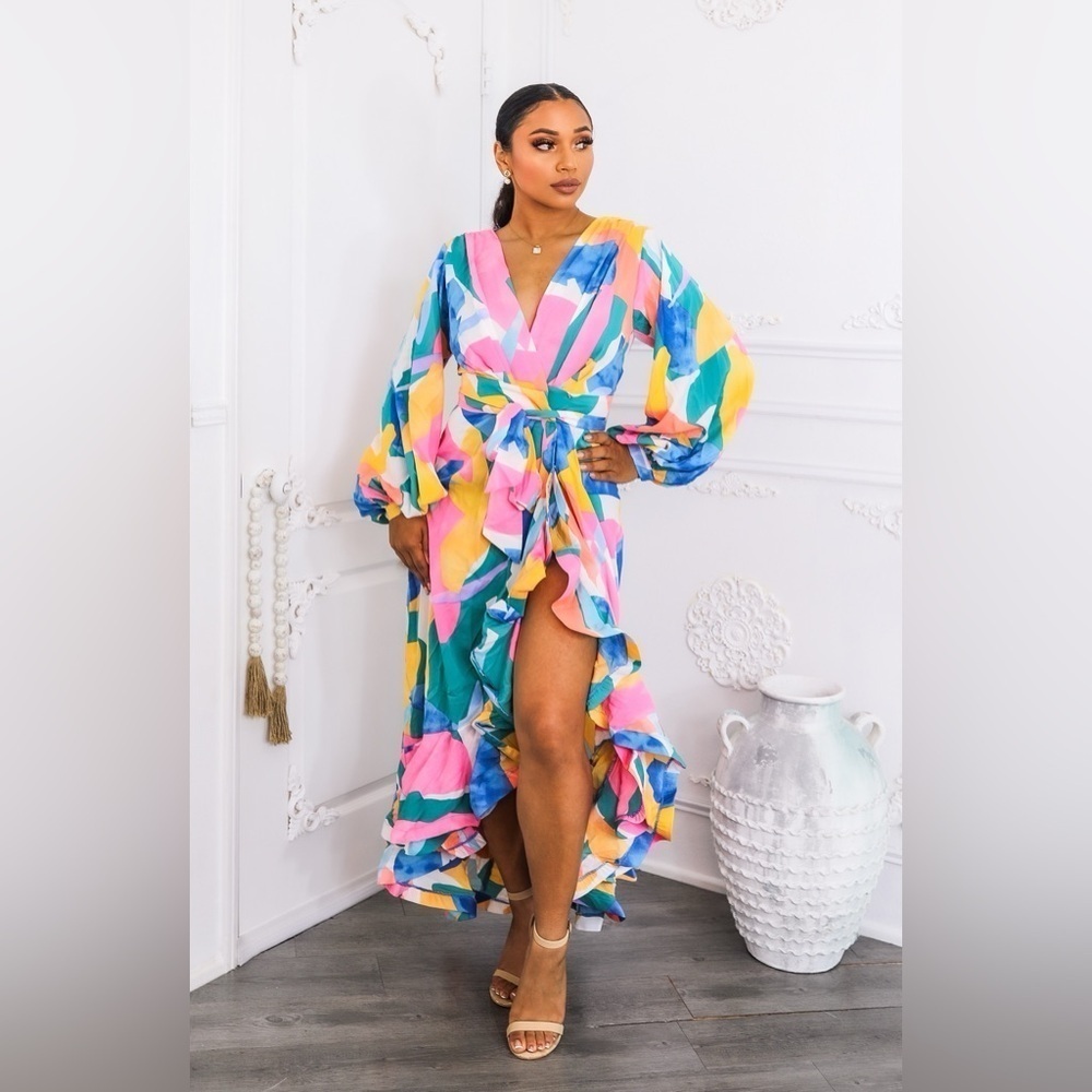 Colorful Abstract Maxi Dress - Picture 2 of 6